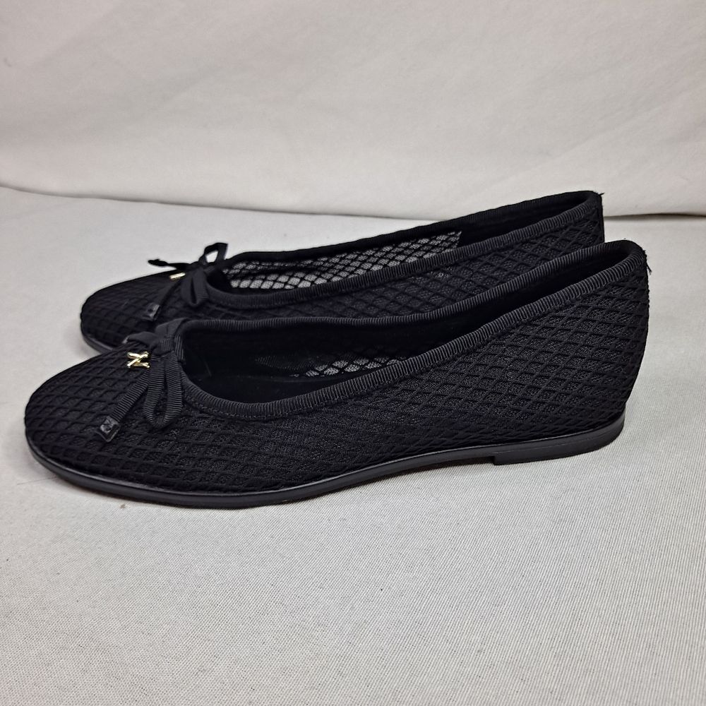 Naturalizer Essential Women's 7.5M Ballet Flat Black Sheer Mesh Bow Comfort
